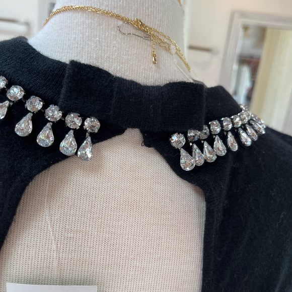 Kate Spade ♠️ Blaze a Trail Black Embellished Necklace Sweater, NWT, Large - Picture 6 of 7